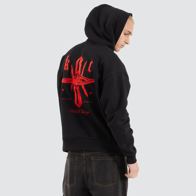 model wears Astral Heavy Relaxed Hoodie Jet Black Hoodies Black - image 2
