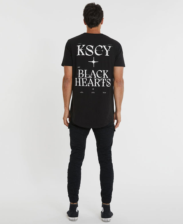 model wears Black Hearts Dual Curved T-Shirt Jet Black T-Shirts Black - image 5
