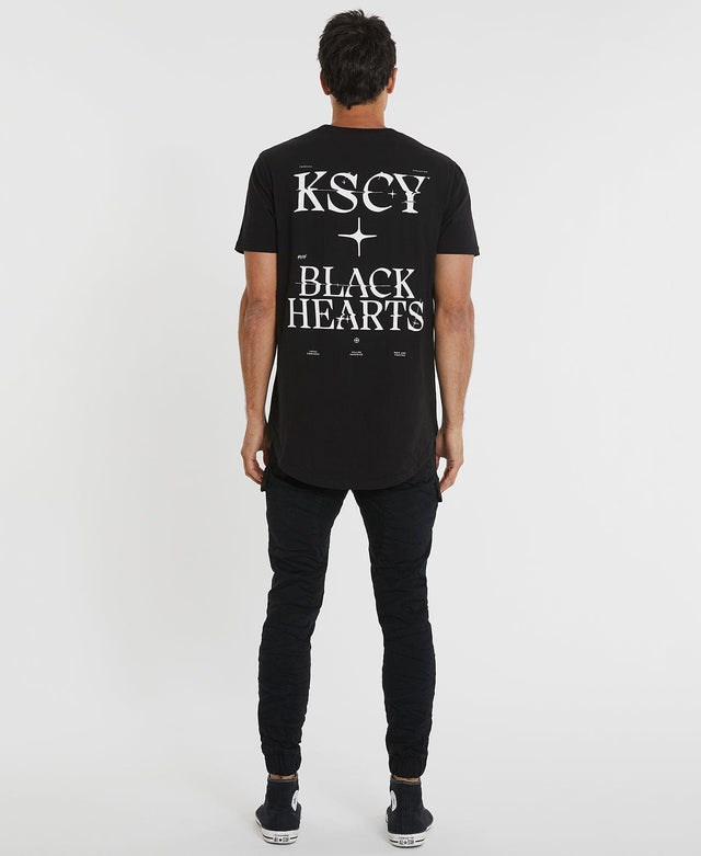 Kiss Chacey Black Hearts Dual Curved T-Shirt Jet Black