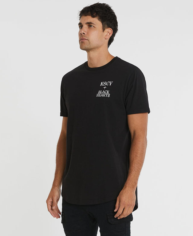 Kiss Chacey Black Hearts Dual Curved T-Shirt Jet Black