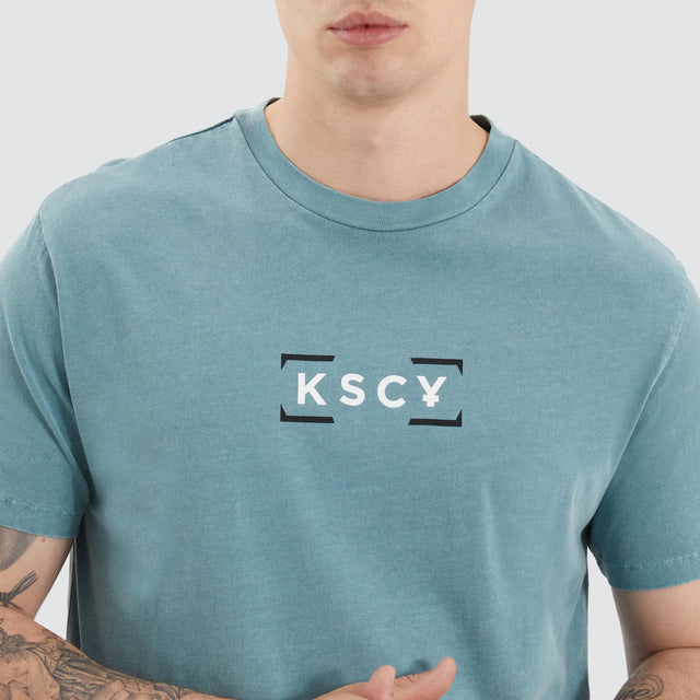 model wears Blyth Dual Curved Tee Pigment Trooper T-Shirts Green - image 4