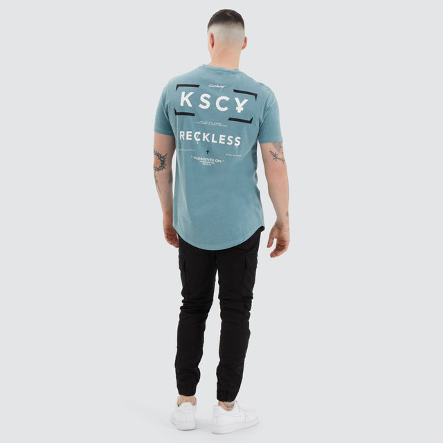 model wears Blyth Dual Curved Tee Pigment Trooper T-Shirts Green - image 5