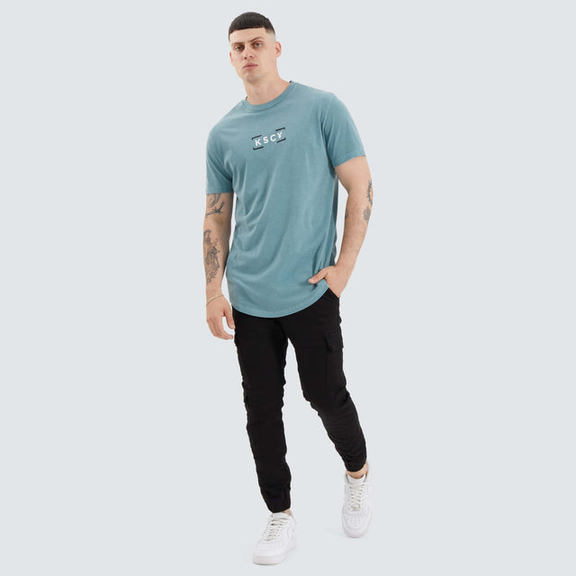 model wears Blyth Dual Curved Tee Pigment Trooper T-Shirts Green - image 3
