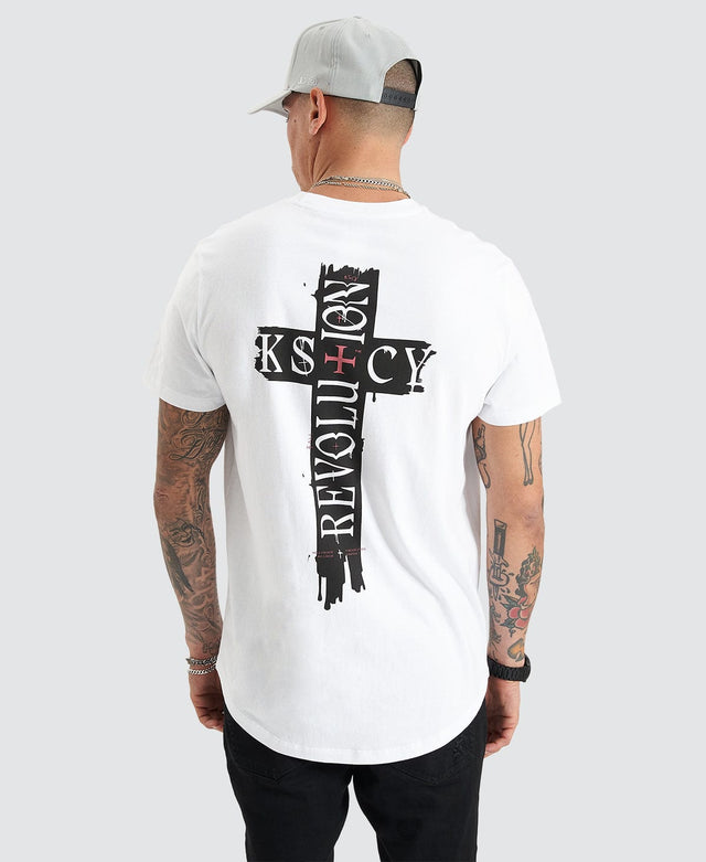 model wears Cadden Dual Curved Tee White T-Shirts White - image 1