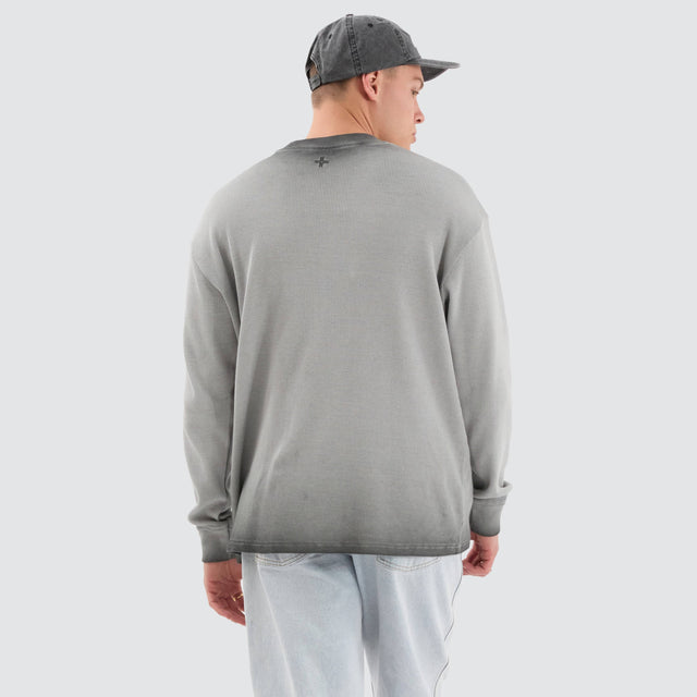 Kiss Chacey Calne Relaxed Long Sleeve Tee Grey Wash