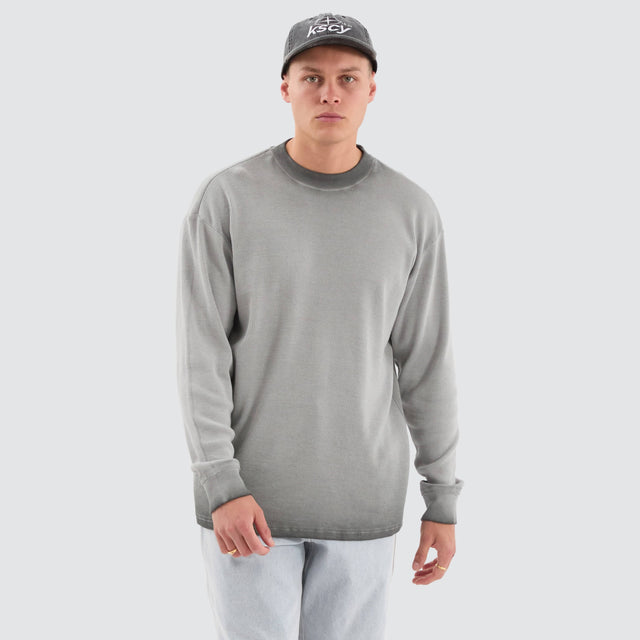 Kiss Chacey Calne Relaxed Long Sleeve Tee Grey Wash
