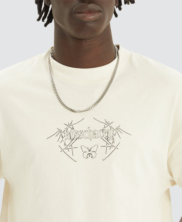 model wears Caught Heavy Crop Tee Neutral Tofu T-Shirts Cream - image 2