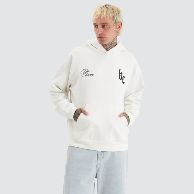 model wears Chained Heavy Relaxed Hoodie Natural White Hoodies White - image 2