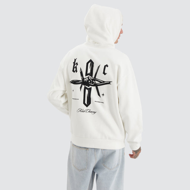 model wears Chained Heavy Relaxed Hoodie Natural White Hoodies White - image 1