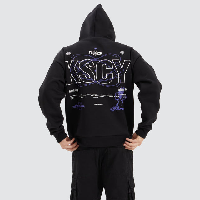 model wears Chronos Oversized Hoodie Jet Black Hoodies Black - image 1