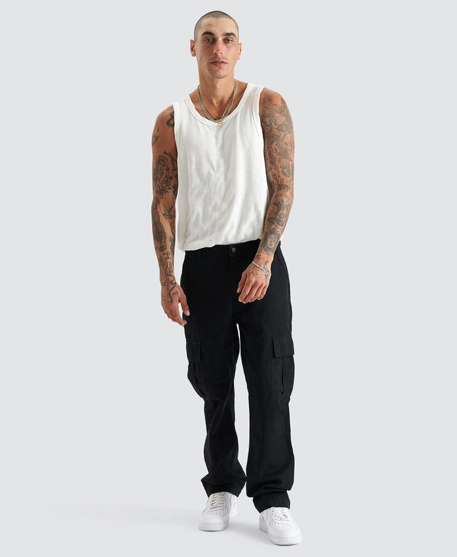 model wears Crawford Cargo Pant Black Pants Black - image 2