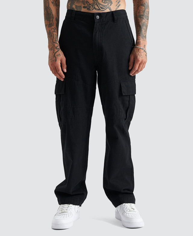 model wears Crawford Cargo Pant Black Pants Black - image 3