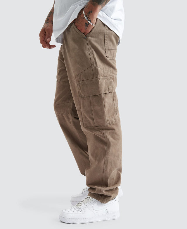 model wears Crawford Cargo Pant Taupe Pants Brown - image 9