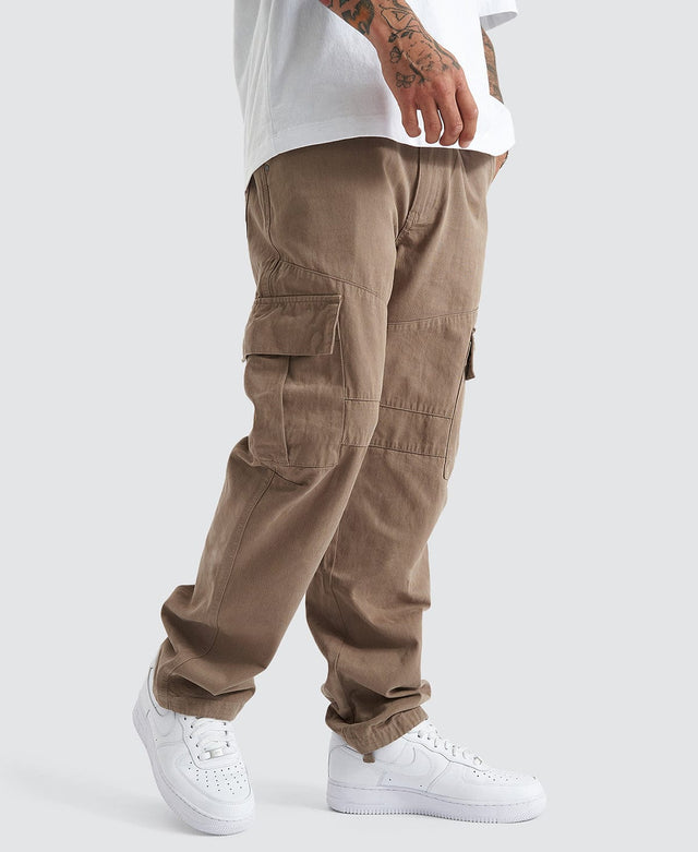 model wears Crawford Cargo Pant Taupe Pants Brown - image 2