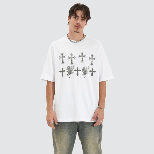 model wears Dominion Heavy Oversized Tee White T-Shirts White - image 1