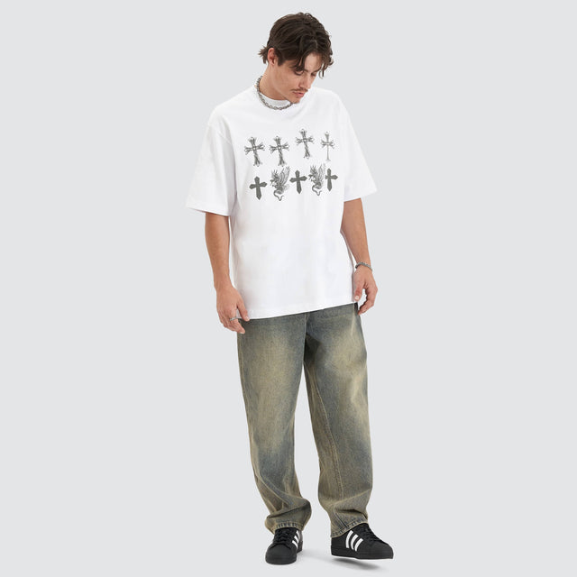model wears Dominion Heavy Oversized Tee White T-Shirts White - image 6