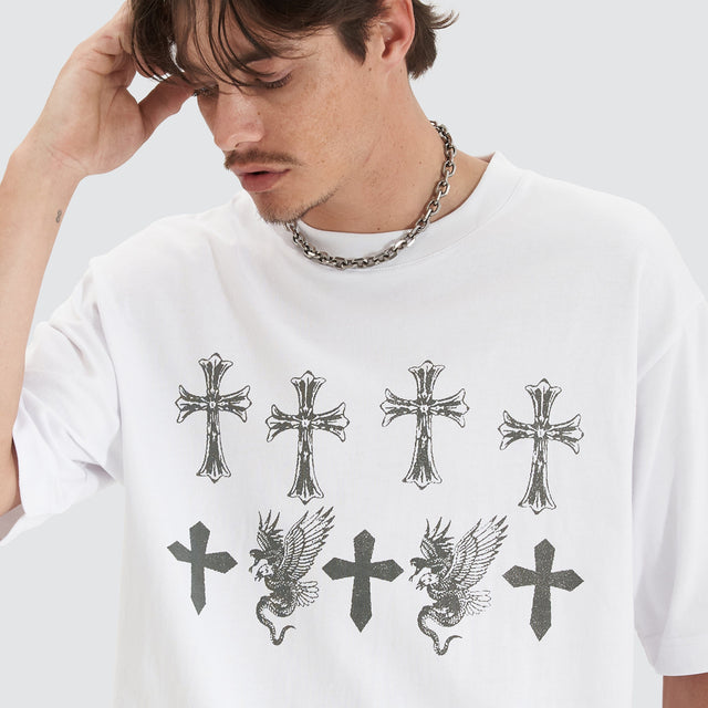 model wears Dominion Heavy Oversized Tee White T-Shirts White - image 3