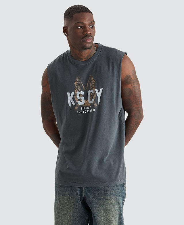 Kiss Chacey Dominions Relaxed Fit Muscle Tee Pigment Asphalt Grey
