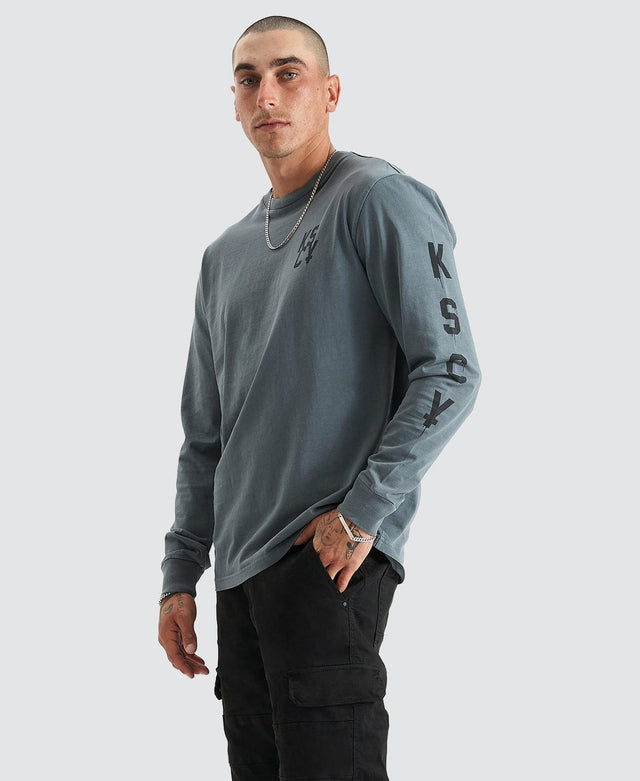 Kiss Chacey Ever And Done Relaxed Ls Tee - Pigment Stormy Weather BLUE