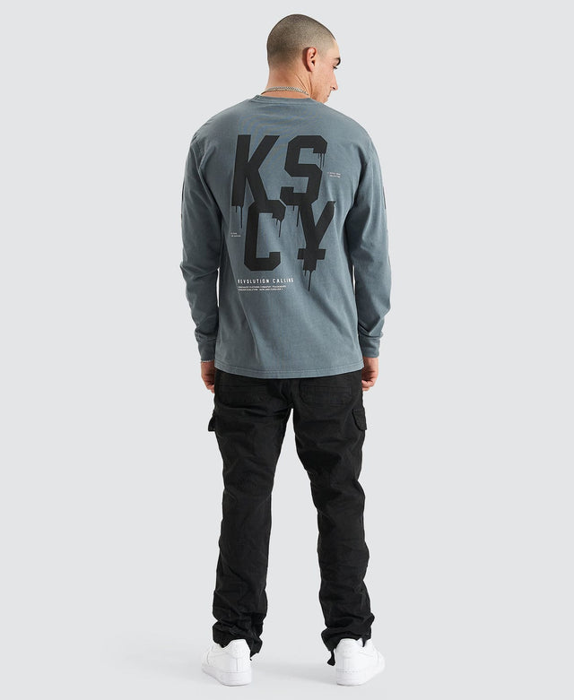 Kiss Chacey Ever And Done Relaxed Ls Tee - Pigment Stormy Weather BLUE
