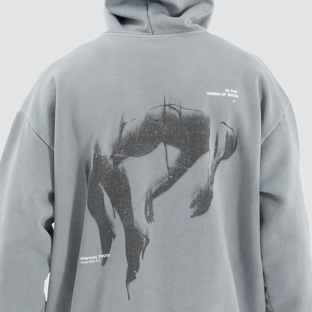 model wears Faded Heavy Relaxed Hoodie Pigment Ultimate Grey Hoodies Grey - image 4