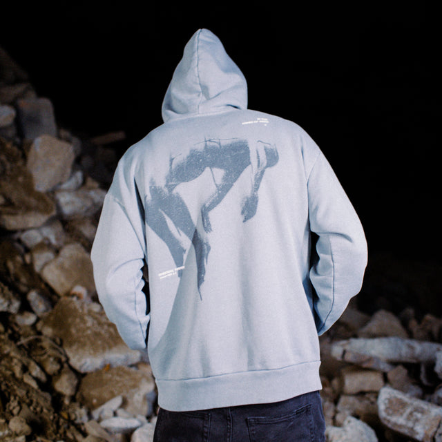 model wears Faded Heavy Relaxed Hoodie Pigment Ultimate Grey Hoodies Grey - image 2