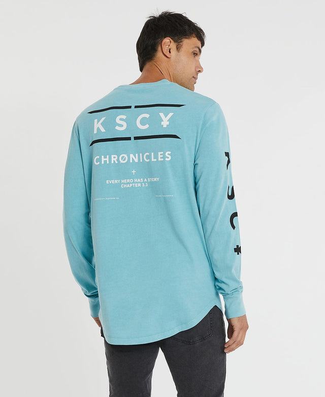 model wears Fractured Long Sleeve Tee Pigment Reef Longsleeve T-Shirts Blue - image 1
