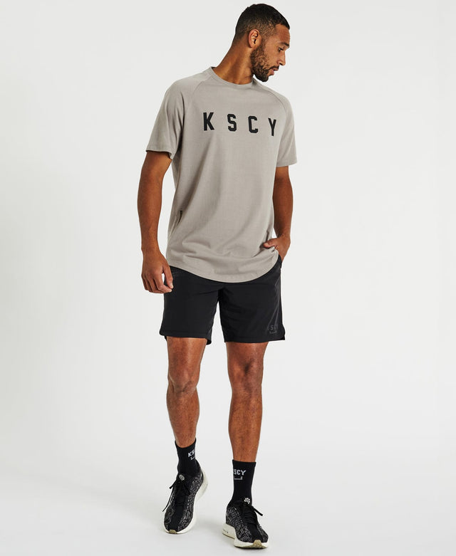 Kiss Chacey Function Raglan Curved Hem T-Shirt Gull Grey