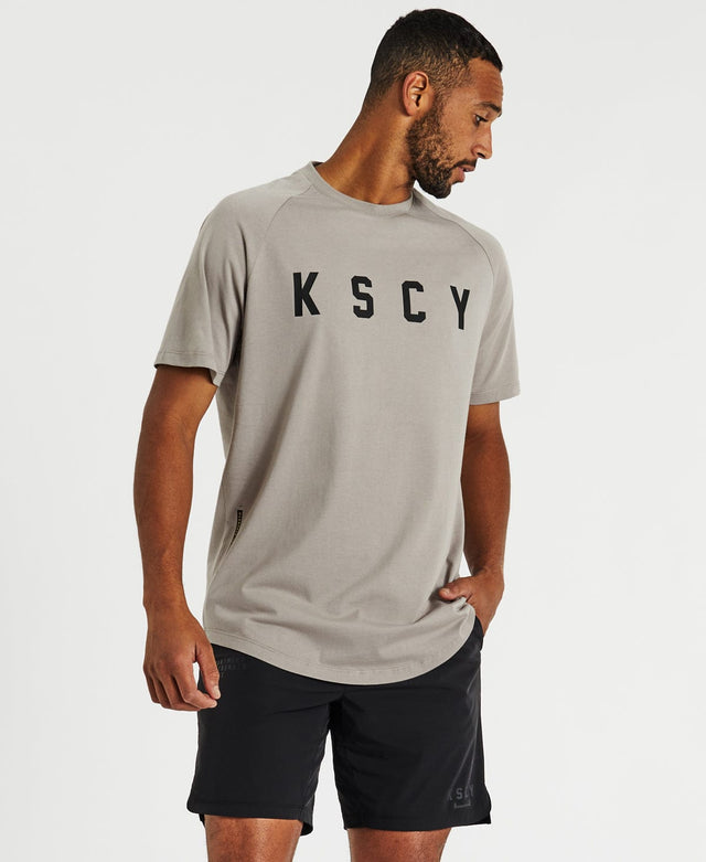 Kiss Chacey Function Raglan Curved Hem T-Shirt Gull Grey