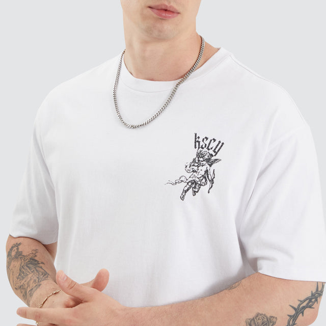 model wears Gagie Box Fit Tee Optical White T-Shirts White - image 4