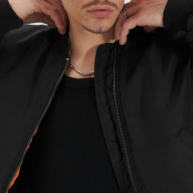 model wears Gridlock Bomber Jacket Jet Black Jackets Black - image 4