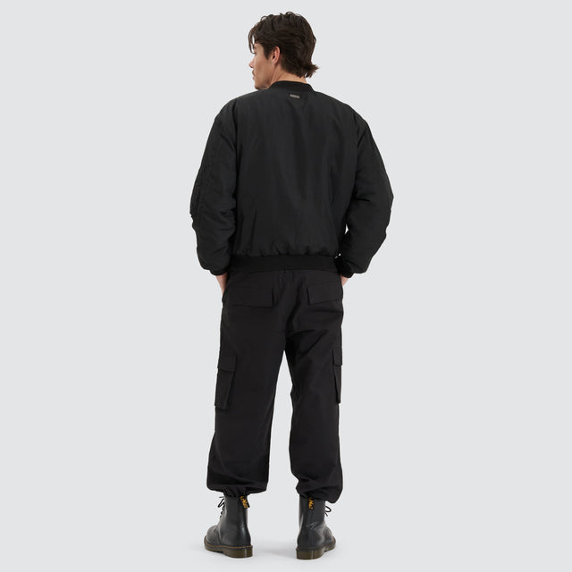 model wears Gridlock Bomber Jacket Jet Black Jackets Black - image 8
