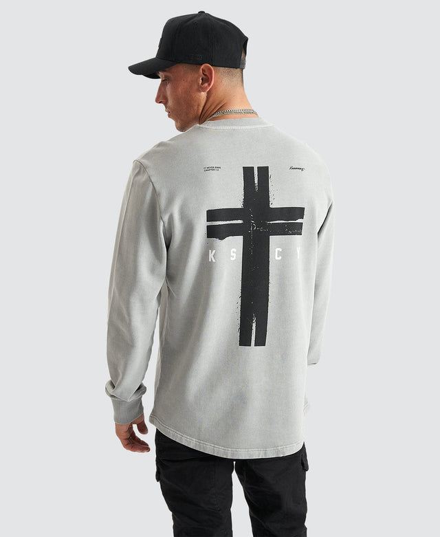 Kiss Chacey Holy Lane Dual Curved Sweater - Pigment Limestone GREY