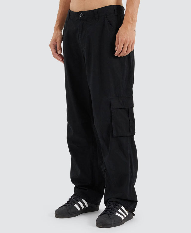 model wears Hunter Ripstop Parachute Pant Washed Black Pants Black - image 4
