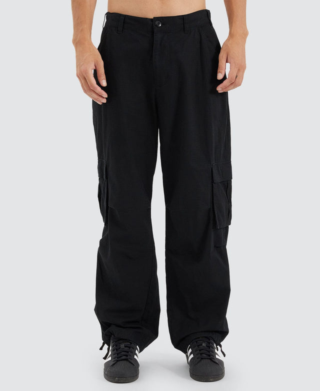 model wears Hunter Ripstop Parachute Pant Washed Black Pants Black - image 2