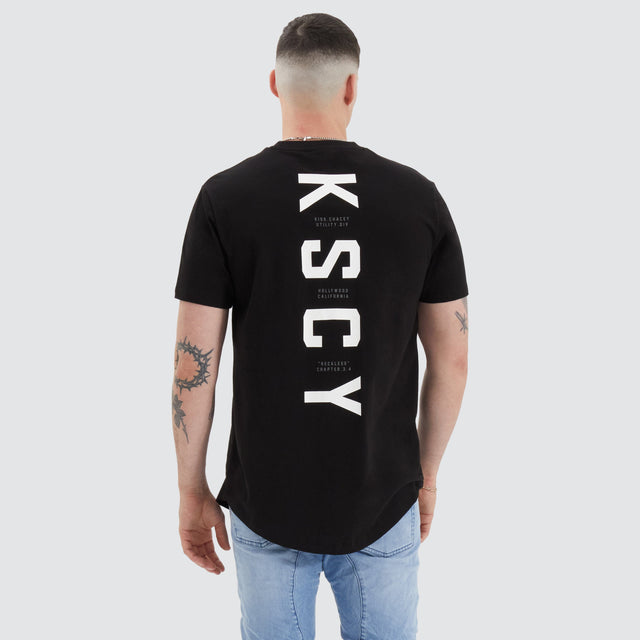 model wears Ilment Dual Curved Tee Jet Black T-Shirts Black - image 1