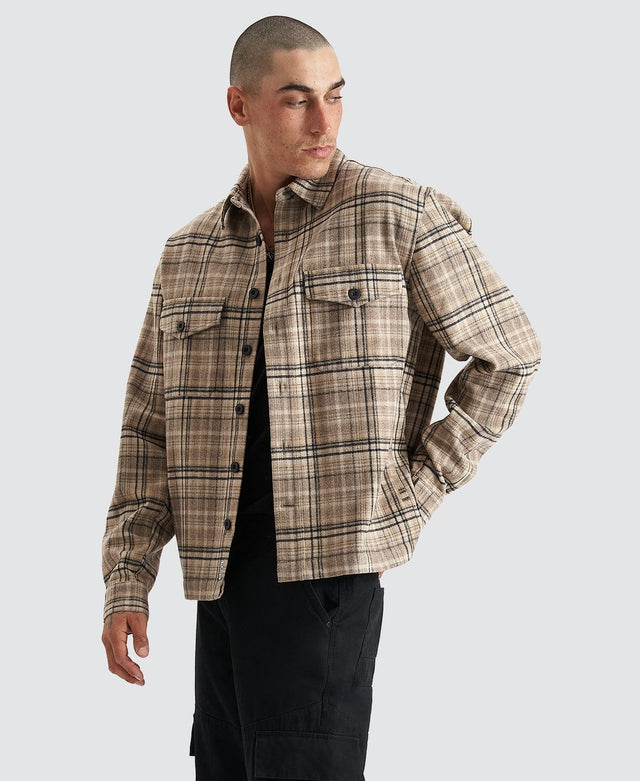 Kiss Chacey Ingenuity Relaxed Overshirt - Cloud Dancer Check Multi Colour