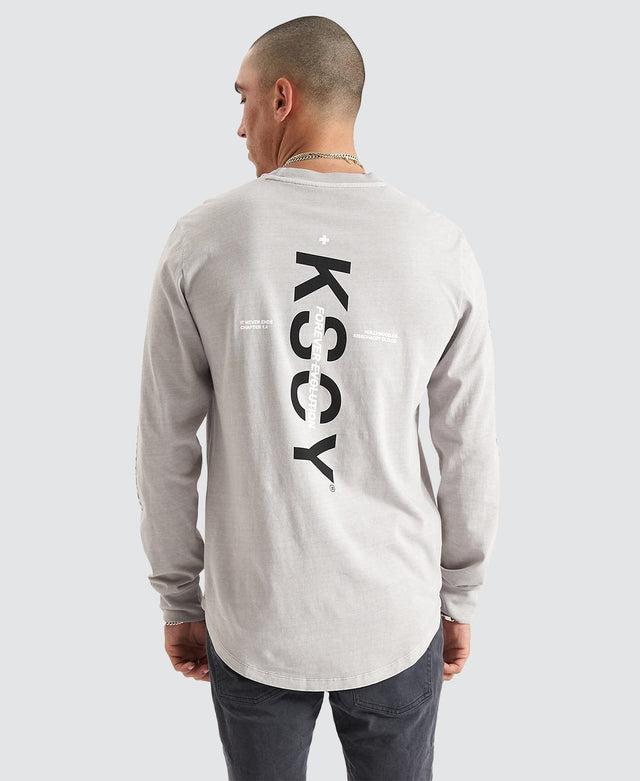 model wears Irvine Dual Curved Long Sleeve Tee Pigment Dove Longsleeve T-Shirts Brown - image 1