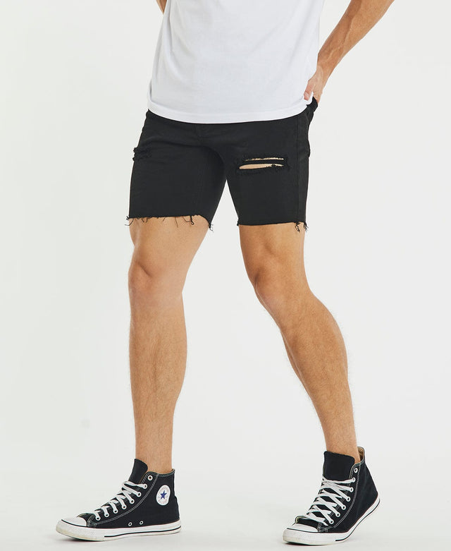Kiss Chacey KS2 Denim Shorts Destroyed Black