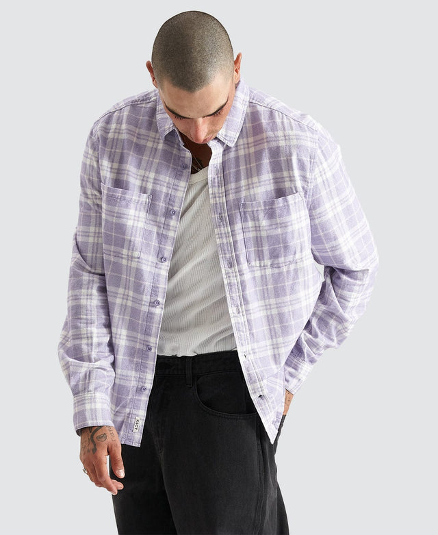 Kiss Chacey La Brea Casual Ls Shirt - Heirloom Lilac Check Multi Colour