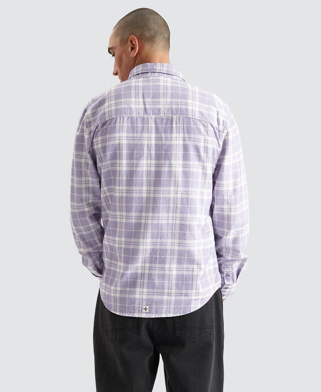 Kiss Chacey La Brea Casual Ls Shirt - Heirloom Lilac Check Multi Colour