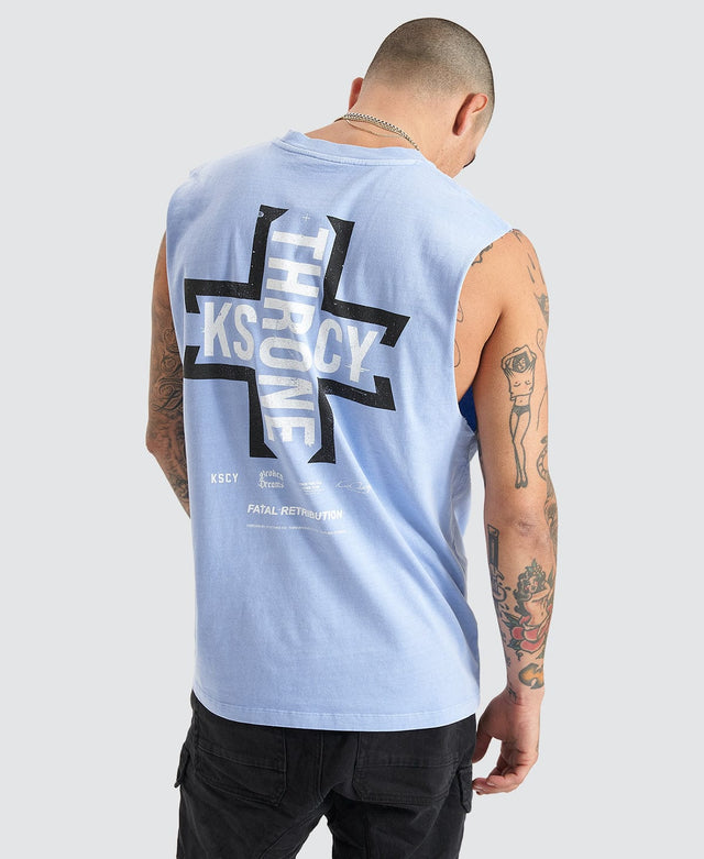 model wears Lamont Relaxed Fit Muscle Pigment Kentucky Blue Muscle Tees Blue - image 1