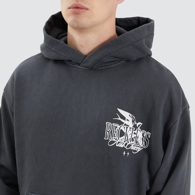model wears Lark Relaxed Hoodie Pigment Asphalt Hoodies Grey - image 4