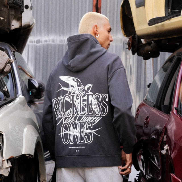 model wears Lark Relaxed Hoodie Pigment Asphalt Hoodies Grey - image 2