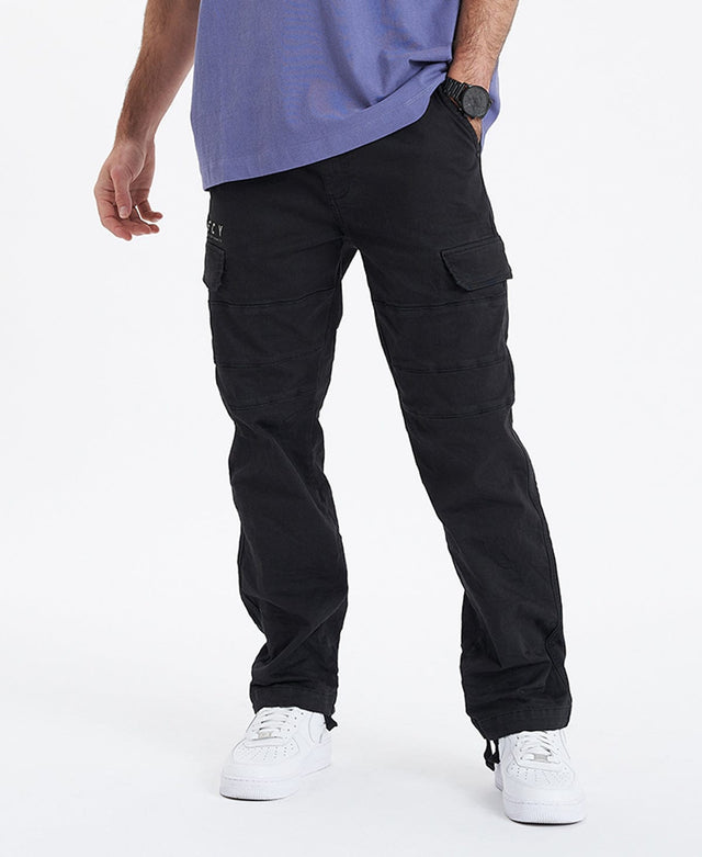 Kiss Chacey Michigan oversized black cargo pants with tapered leg and side, back, and leg pockets