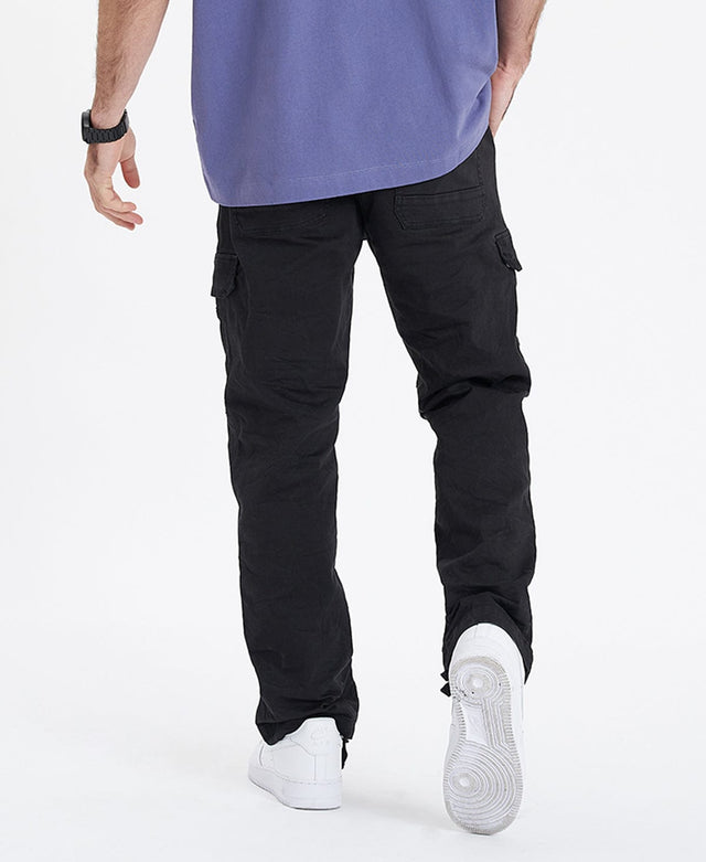 model wears Michigan Side Pocket Cargo Pants Black Pants Black - image 3
