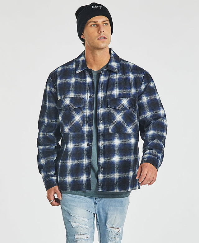 Kiss Chacey Michigan Worker Jacket Navy Check