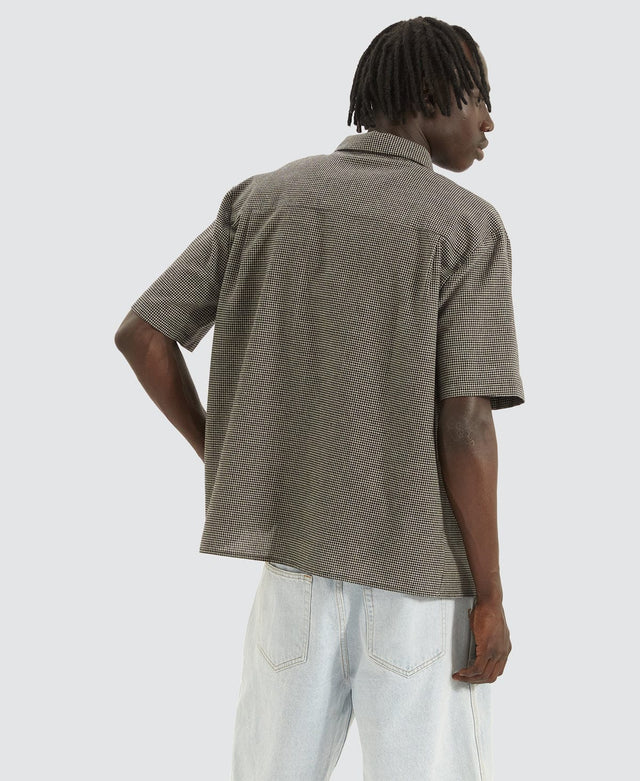 Kiss Chacey Micro Check Skate Shirt - Black/Brown Multi Colour