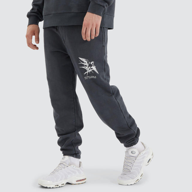 model wears Monzie Heavy Trackpant Pigment Asphalt Trackpants Grey - image 1
