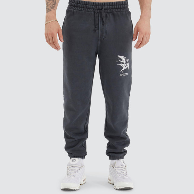 model wears Monzie Heavy Trackpant Pigment Asphalt Trackpants Grey - image 6